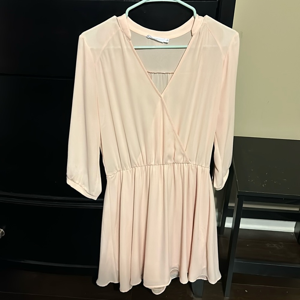 Lush Casual Dress Mini-V Neck light pink size large